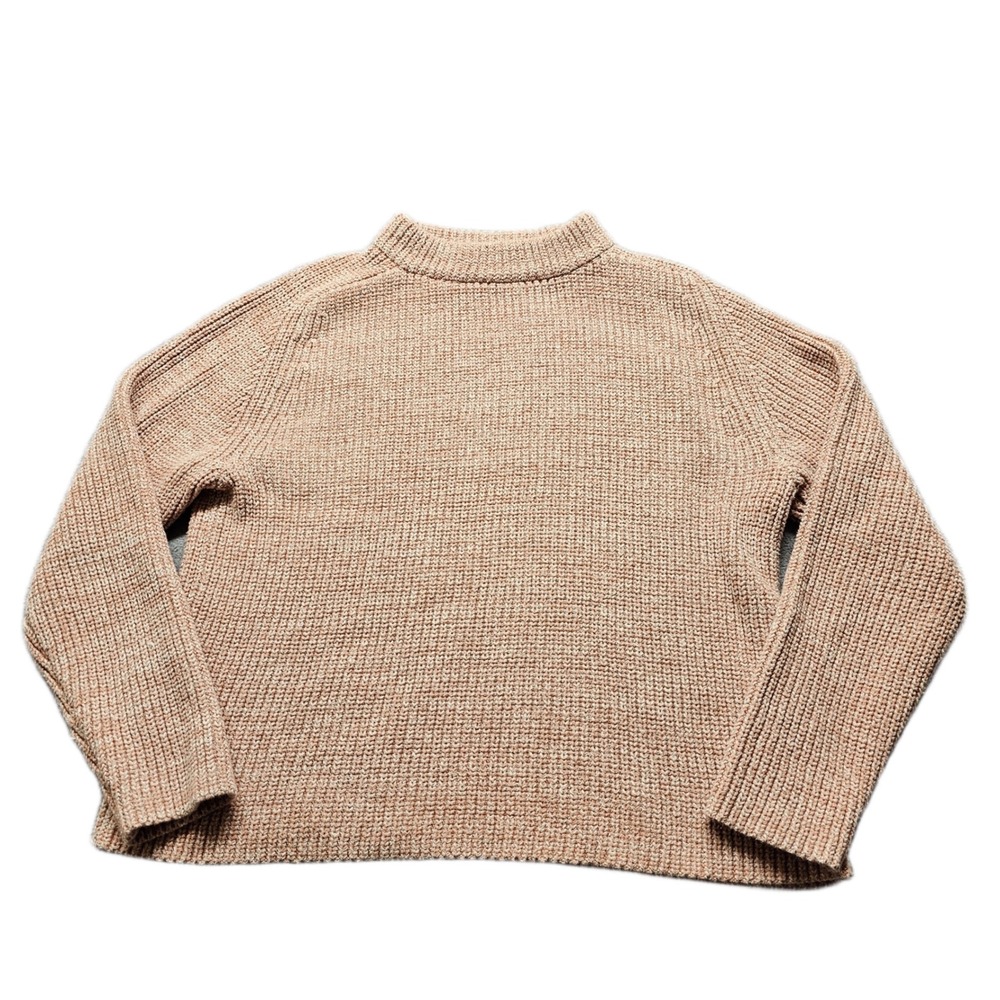 Ann Taylor Sweater Womens Medium Pink Marled Chunky Knit Mock Neck Raglan Sleeve